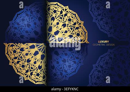 Ein luxuriöser goldener orientalischer Hintergrund mit einem komplizierten Spitzenmuster, das Eleganz und Raffinesse ausstrahlt Stock Vektor
