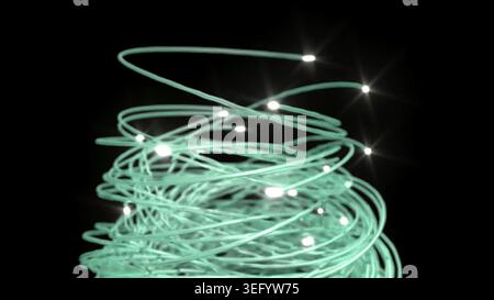 Grüne Kreise Kurvenlinien Ai Glühen LED Lichter 3D Rendern Stockfoto