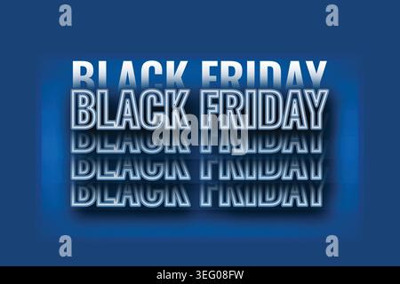 Schwarzes Friday-Werbebanner mit fettgedrucktem Text auf leuchtendem blauem Hintergrund für Sonderangebote und Rabatte Stock Vektor
