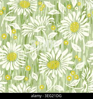 Nahtloses Blumenmuster. Handgezeichnet. Vektorabbildung. Blumenschmuck für Keramikfliese, Tapete, Textil, Grußkarte, Webseiten-Hintergrund Stock Vektor