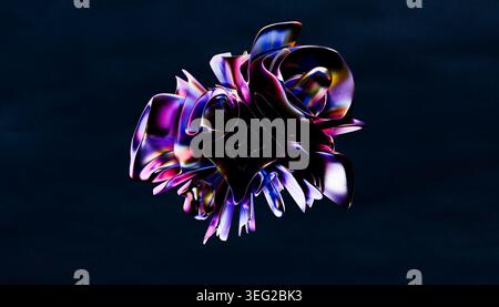 Eine fesselnde abstrakte 3D-Skulptur mit einer dynamischen Mischung aus lebendigen Farben. Das komplizierte Design zeigt fließende Formen und eine feine Balance, s Stockfoto