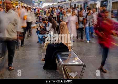 Indien, Bundesstaat Maharashtra, Mumbai (Bombay), Victoria Terminus oder Chhatrapati Shivaji Station Stockfoto