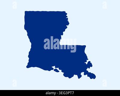 Illustration der Landkarte von Louisiana im Doodle-Stil, die die erkennbare Form von Louisiana in einem einfachen, handgezeichneten Design zeigt. Stock Vektor
