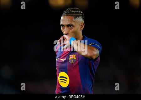 Raphael Dias Belloli Raphinha vom FC Barcelona feiert das 1-0 Stockfoto