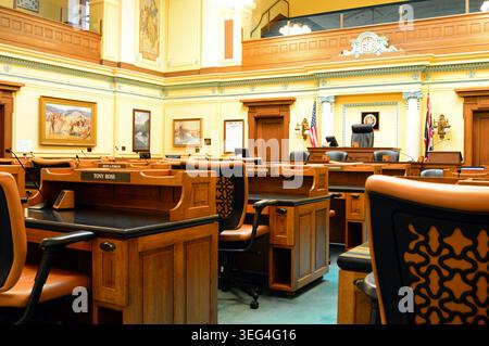 Die Senatskammer des Wyoming State Capitol ist das Oberhaus der Legislative Stockfoto
