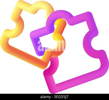 Puzzleteile miteinander verflochten 3D Fluidlinie Symbol Vektor Illustration Stock Vektor