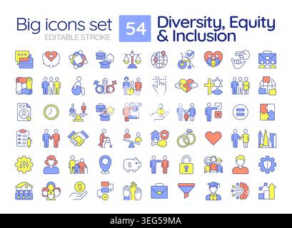 Farbsymbole für Diversity, Equity und Inclusion Stock Vektor