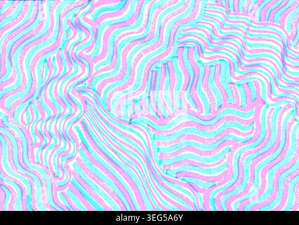 Handgezeichnetes nahtloses Muster in Pastellrosa und Blau auf weißem Hintergrund. Flüssigkeit, psychedelische Textur, Markerillustration. Ideal für Hintergründe, Babybekleidung, Mode, Verpackung, Digitalpapier. Stockfoto