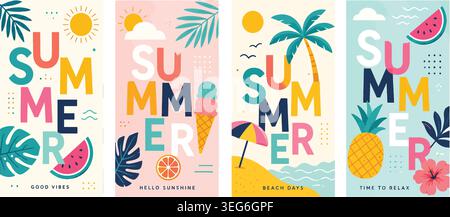 Bunte Flat Vector Social Media Stories und Banner Template Set Stock Vektor