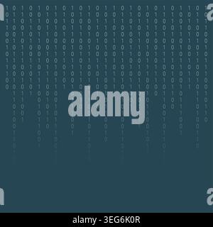 Minimalistische Hintergrundmatrix für Binärcode. Fallende Nullen und Eins auf einem dunkelblauen Feld Stock Vektor