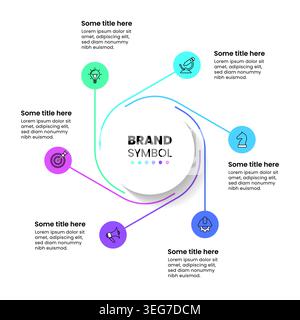 Infografik-Vorlage mit Symbolen und 6 Optionen oder Schritten. Kreise. Kann für Workflow-Layout, Diagramm, Banner, webdesign verwendet werden. Vektorgrafik Stock Vektor