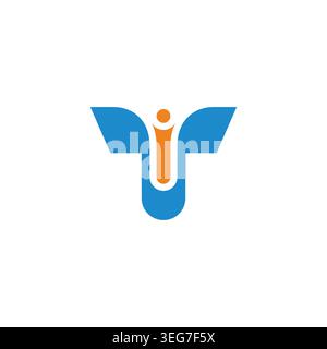Letter it farbenfroher geometrischer Flügel abstrakter Logo-Vektor Stock Vektor