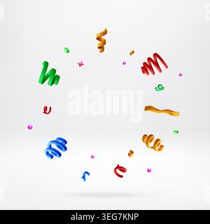 Farbenfrohe 3D-Konfetti- und Bändchen-Streamer Stock Vektor