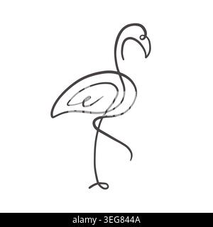 Minimaler Flamingo-Illustration, einzeilige Kunst Stock Vektor
