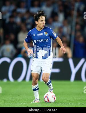 Takefusa Kubo von Real Sociedad während des LaLiga EA Sports Matches zwischen Real Sociedad und Real Madrid CF im reale Arena Stadium am 14. September 2024 i Stockfoto
