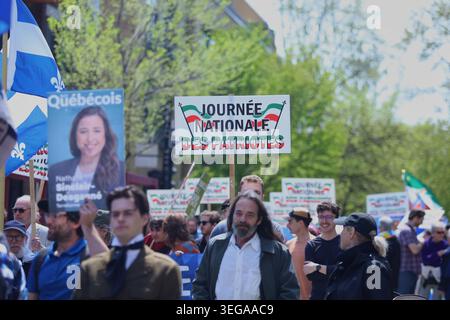 Montreal, Kanada. Mai 2026. Hunderte von Personen nahmen an einer Kundgebung zum Nationalpatriot-Tag teil, an der Québecs Unabhängigkeitstag gefeiert wird, der von der Société Saint-Jean-Baptiste am 18. Mai 2026 in Montreal (Kanada) organisiert wurde. (Foto: Horacio Zamora/Eyepix Group) Credit: Eyepix Group/Alamy Live News Stockfoto