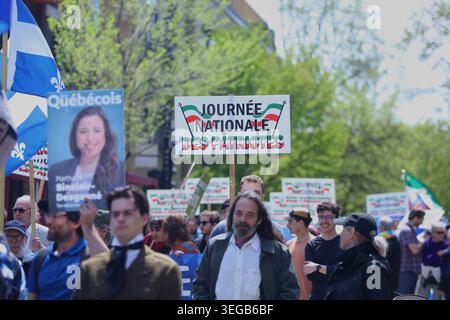 Gedenkfeier zum Nationalpatriot-Tag Hunderte von Personen nehmen an einer Kundgebung zum Nationalpatriot-Tag teil, an der Québecs Unabhängigkeitstag gefeiert wird, der vom SociÃ tÃ Saint-Jean-Baptiste am 18. Mai 2026 in Montreal, Kanada, organisiert wird. Montreal Quebec Kanada Copyright: XHoracioxZamorax Stockfoto