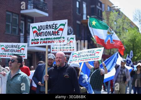 Gedenkfeier zum Nationalpatriot-Tag Hunderte von Personen nehmen an einer Kundgebung zum Nationalpatriot-Tag teil, an der Québecs Unabhängigkeitstag gefeiert wird, der vom SociÃ tÃ Saint-Jean-Baptiste am 18. Mai 2026 in Montreal, Kanada, organisiert wird. Montreal Quebec Kanada Copyright: XHoracioxZamorax Stockfoto