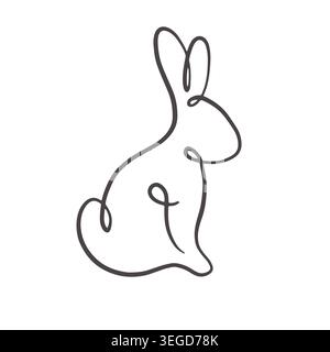 Minimal Hase Bunny One Line Art Illustration Stock Vektor