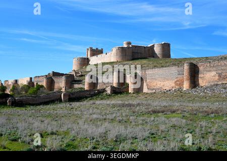 Schloss Berlanga de Duero (12.-16. Jahrhundert). Provinz Soria, Castilla y León, Spanien. Stockfoto