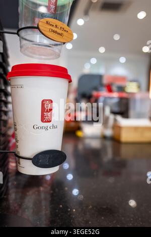 Da Nang, Vietnam - 12. Mai 2026: Gong Cha, taiwanesischer Bubble Tea Franchise-Laden, berühmt für seinen Perlmilchtee. Stockfoto
