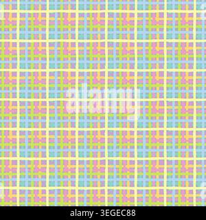 Nahtloses Muster in Pastellkarierung mit geometrischen Rasterlinien und weichen Vintage-Farben, trendigem Schottenhintergrund für Textilien, Geschenkpapier und Stoffdesigment Stock Vektor