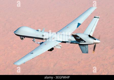 General Atomics MQ-9 Reaper: Unbemannte Luftfahrzeuge fliegen Kampfmission über Südafghanistan Stockfoto