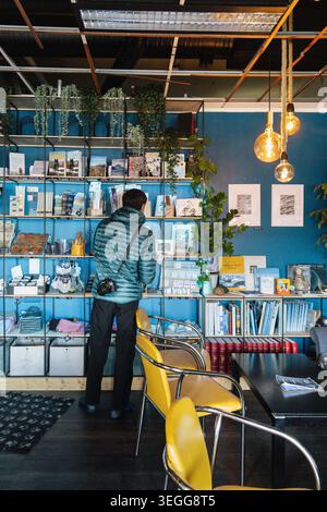 Innenraum des Husky Cafe, Longyearbyen, Svalbard Stockfoto