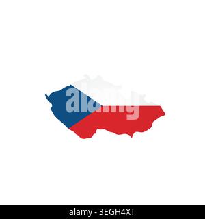 Tschechische Republik – Silhouette der Landeskarte mit Nationalflagge gefüllt. Einfache Illustration des flachen Vektors. Stock Vektor