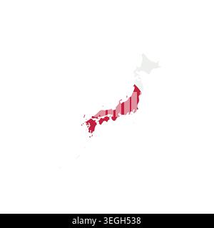 Japan – Silhouette der Landkarte mit Nationalflagge. Einfache Illustration des flachen Vektors. Stock Vektor