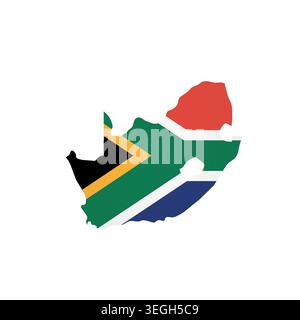 Südafrika – Silhouette der Landkarte mit Nationalflagge. Einfache Illustration des flachen Vektors. Stock Vektor