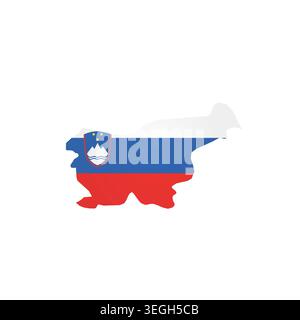 Slowenien – Silhouette der Landeskarte mit Nationalflagge gefüllt. Einfache Illustration des flachen Vektors. Stock Vektor