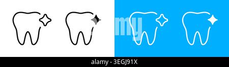 Zahn Icon Line Art schwarzes blaues Dental Glitzer Symbol Stock Vektor
