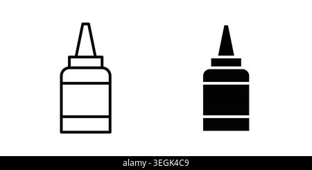 Symbol-Logo aufkleben. Stylesymbole mit flachen Versionen umreißen Stock Vektor