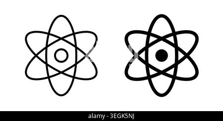 atom-Logo. Stylesymbole mit flachen Versionen umreißen Stock Vektor