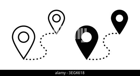 Symbol für Reiseplan. Stylesymbole mit flachen Versionen umreißen Stock Vektor