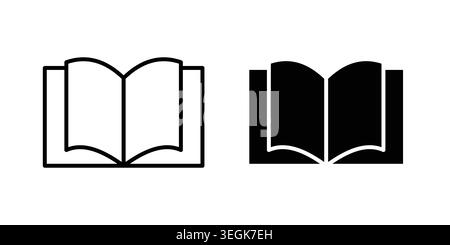 Logo des Symbols „Textbuch öffnen“. Stylesymbole mit flachen Versionen umreißen Stock Vektor