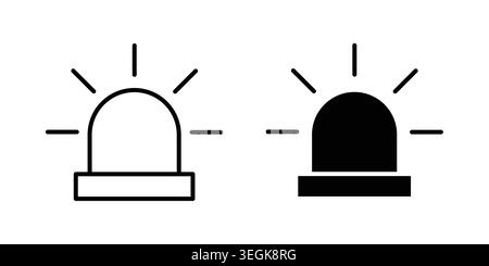 Sirene-Symbol-Logo. Stylesymbole mit flachen Versionen umreißen Stock Vektor
