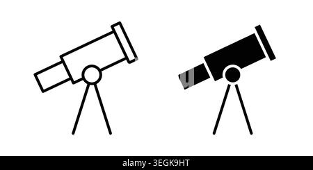 Teleskop-Symbol-Logo. Stylesymbole mit flachen Versionen umreißen Stock Vektor