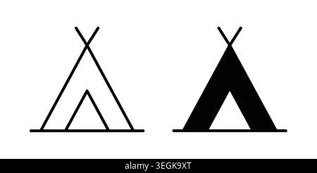 Logo des Zelt-Symbols. Stylesymbole mit flachen Versionen umreißen Stock Vektor