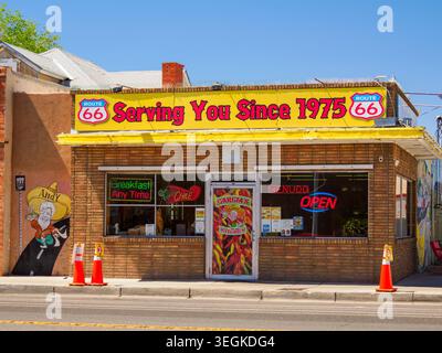 Albuquerque, New Mexico - Mai 8,2026: Ein Diner, das seit 1975 Gäste auf der Rte 66 bedient Stockfoto