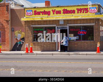 Albuquerque, New Mexico - Mai 8,2026: Ein Diner, das seit 1975 Gäste auf der Rte 66 bedient Stockfoto