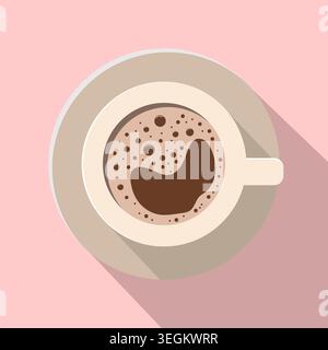 Kaffeetasse, Draufsicht. Flaches Design. Vektorabbildung Stock Vektor