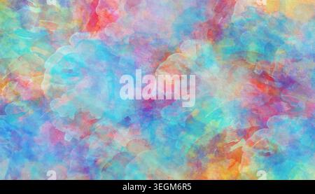 Blaues Rosa und rotes abstraktes Aquarell gemalter Hintergrund mit Pinselstrich Textur Stockfoto