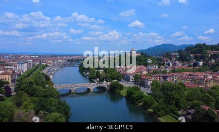 Fluss Po City View Turin Italien Stockfoto