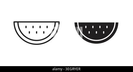 Wassermelonen-Symbol-Vektorvorlage in Schwarz gesetzt Stock Vektor