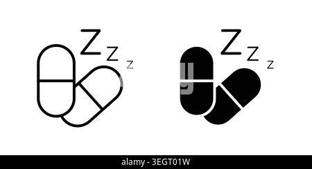 Schlaftabletten Icon Vektor Vorlage Set in schwarz Stock Vektor