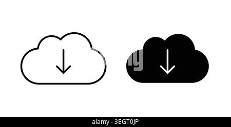 Symbol für Cloud-Download. Vektor-Illustration Pack in schwarzer Farbe. Stock Vektor