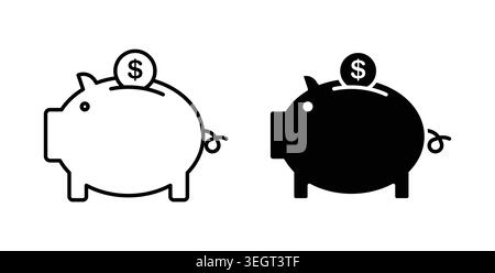 Symbol für Schweinebank. Vektor-Illustration Pack in schwarzer Farbe. Stock Vektor