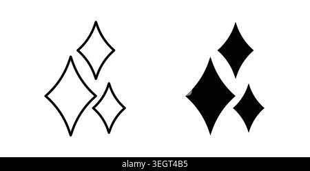Symbol für Funkeln. Vektor-Illustration Pack in schwarzer Farbe. Stock Vektor